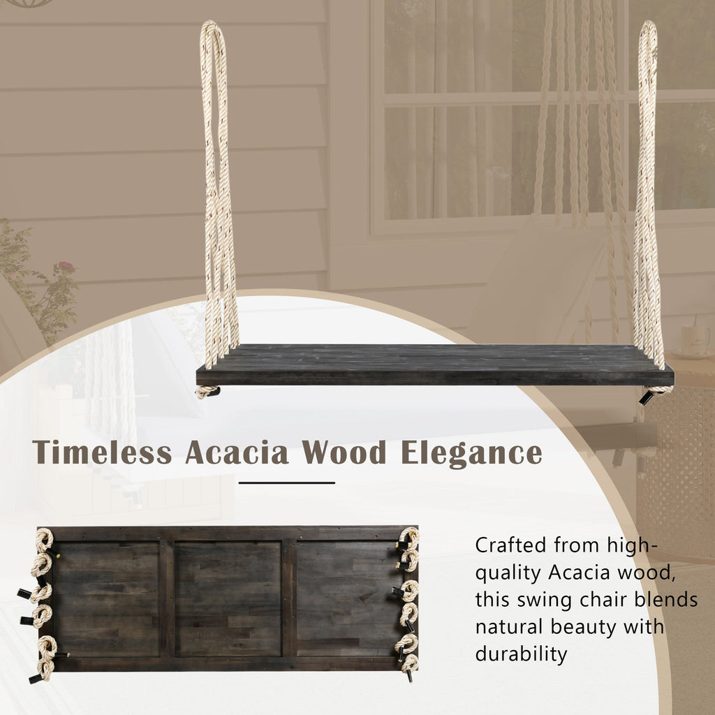 Patio Wooden Swing Chair, Hanging Porch Swing Bench with