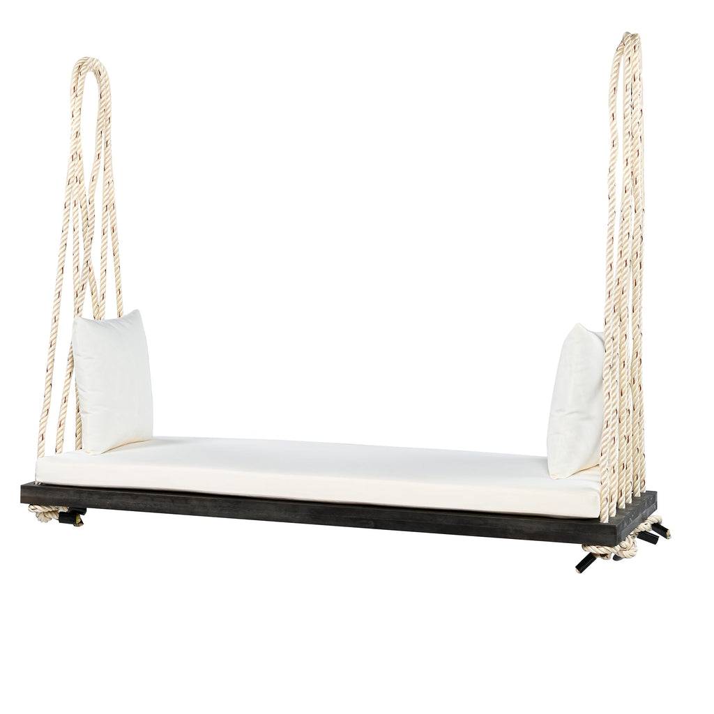 Patio Wooden Swing Chair, Hanging Porch Swing Bench with
