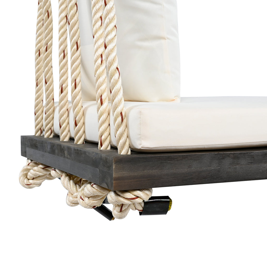 Patio Wooden Swing Chair, Hanging Porch Swing Bench with