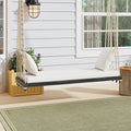 Patio Wooden Swing Chair, Hanging Porch Swing Bench with