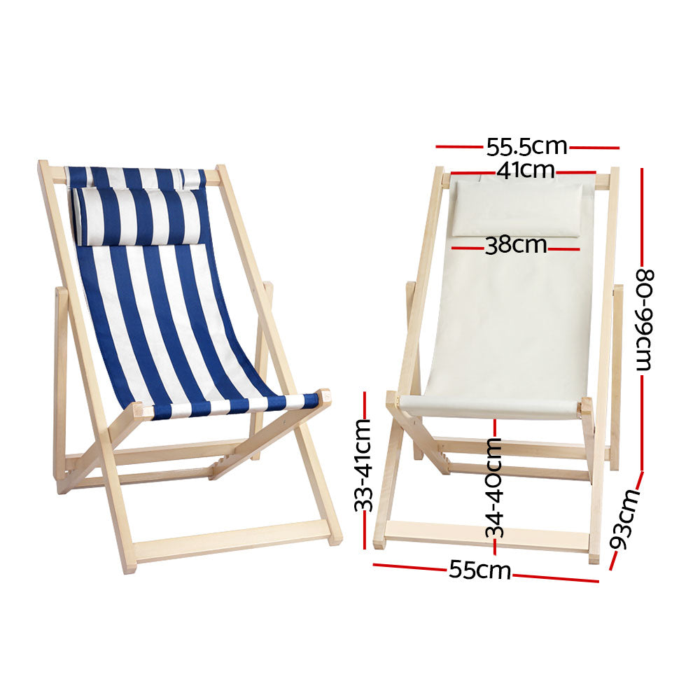 Gardeon Outdoor Chairs Sun Lounge Deck Beach Chair Folding Wooden