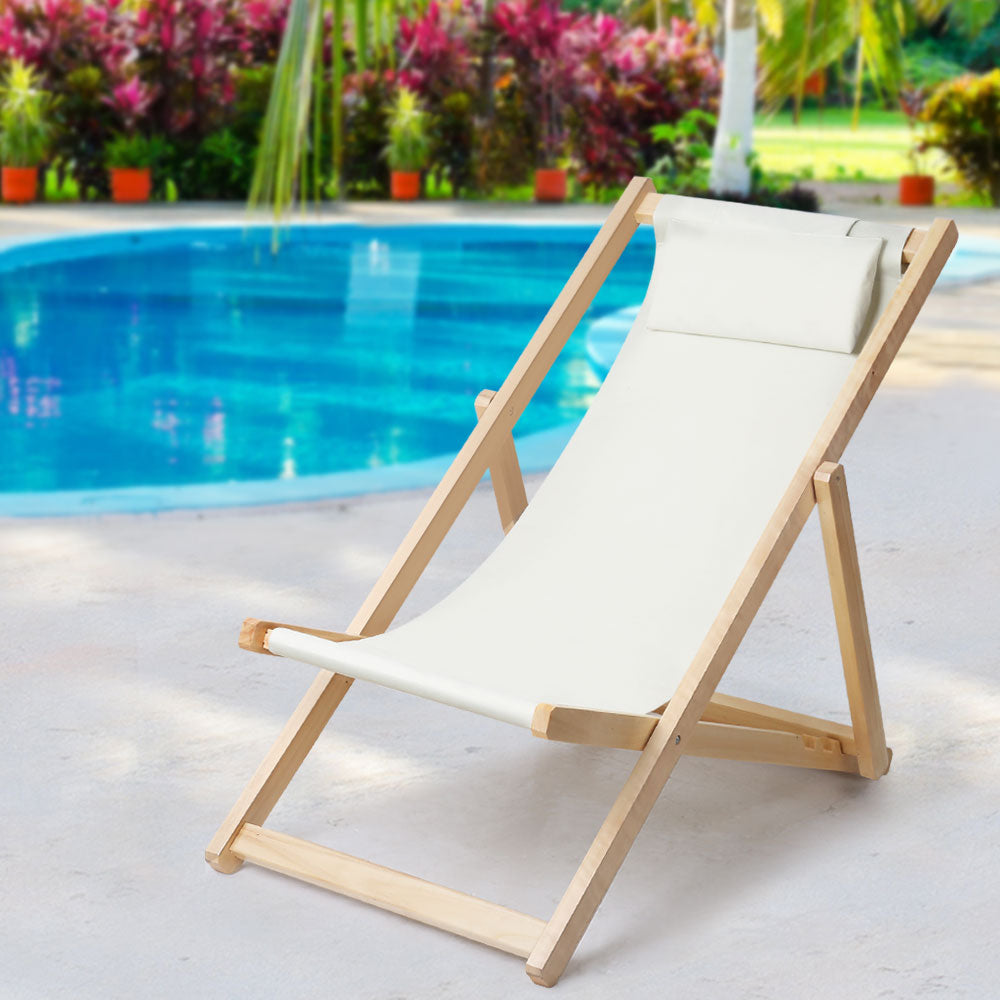 Gardeon Outdoor Chairs Sun Lounge Deck Beach Chair Folding Wooden